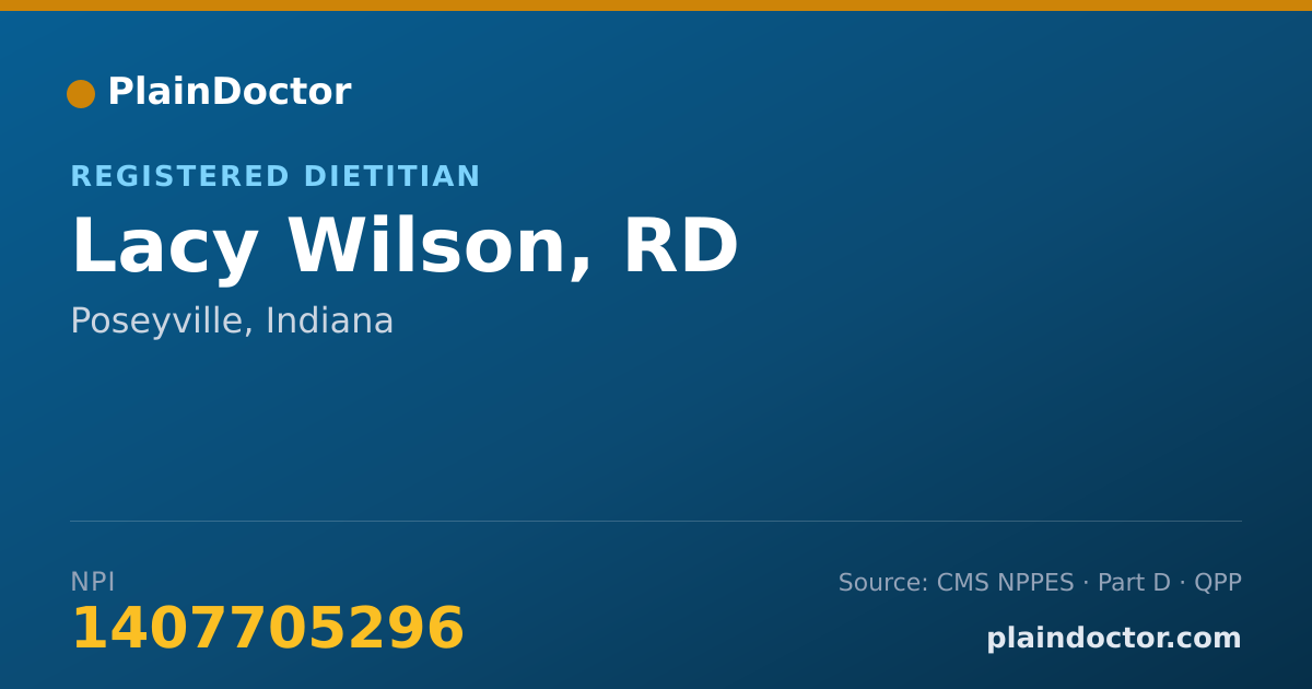Shareable card for Lacy Wilson, RD - Registered Dietitian, Poseyville, IN