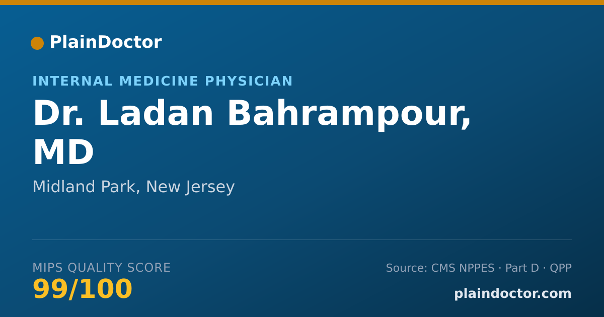 Shareable card for Ladan Bahrampour, MD - Internal Medicine Physician, Midland Park, NJ