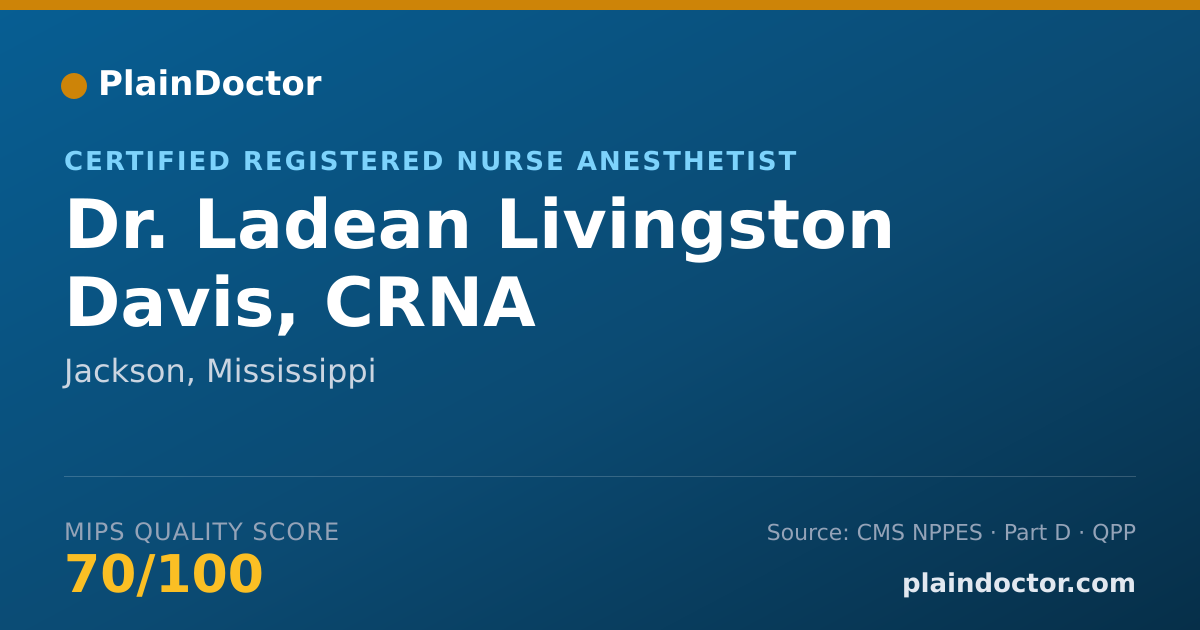 Shareable card for Ladean Livingston Davis, CRNA - Certified Registered Nurse Anesthetist, Jackson, MS