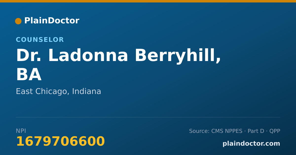 Shareable card for Ladonna Berryhill, BA - Counselor, East Chicago, IN