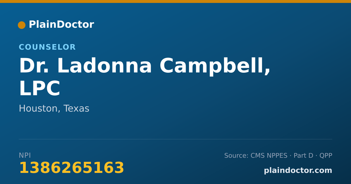 Shareable card for Ladonna Campbell, LPC - Counselor, Houston, TX