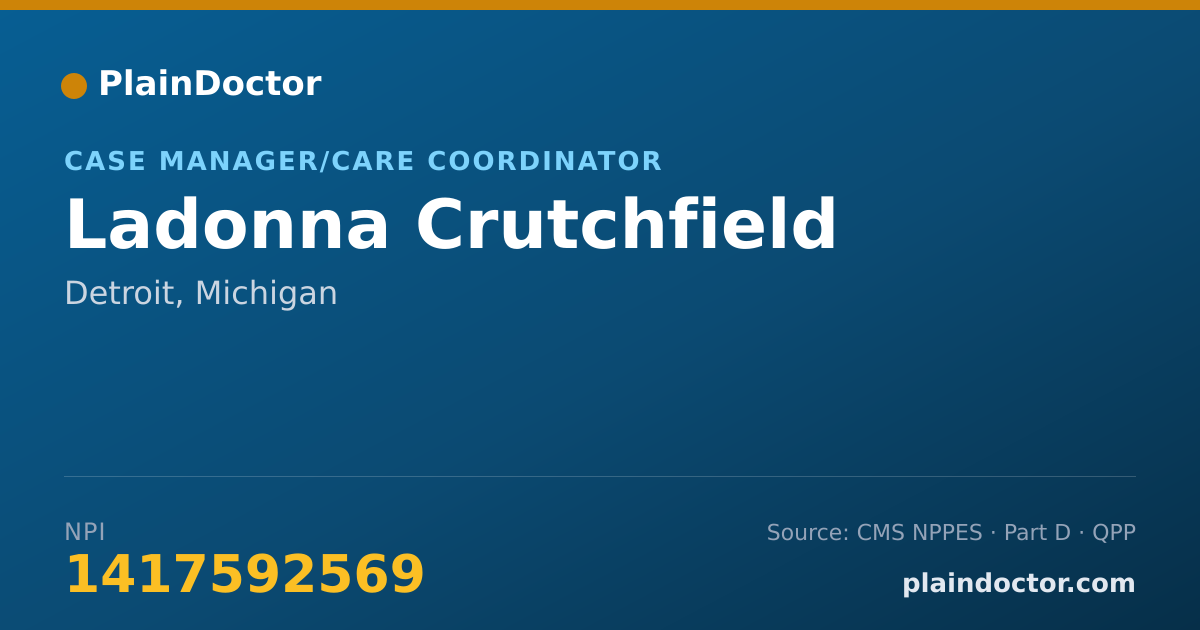 Shareable card for Ladonna Crutchfield - Case Manager/Care Coordinator, Detroit, MI
