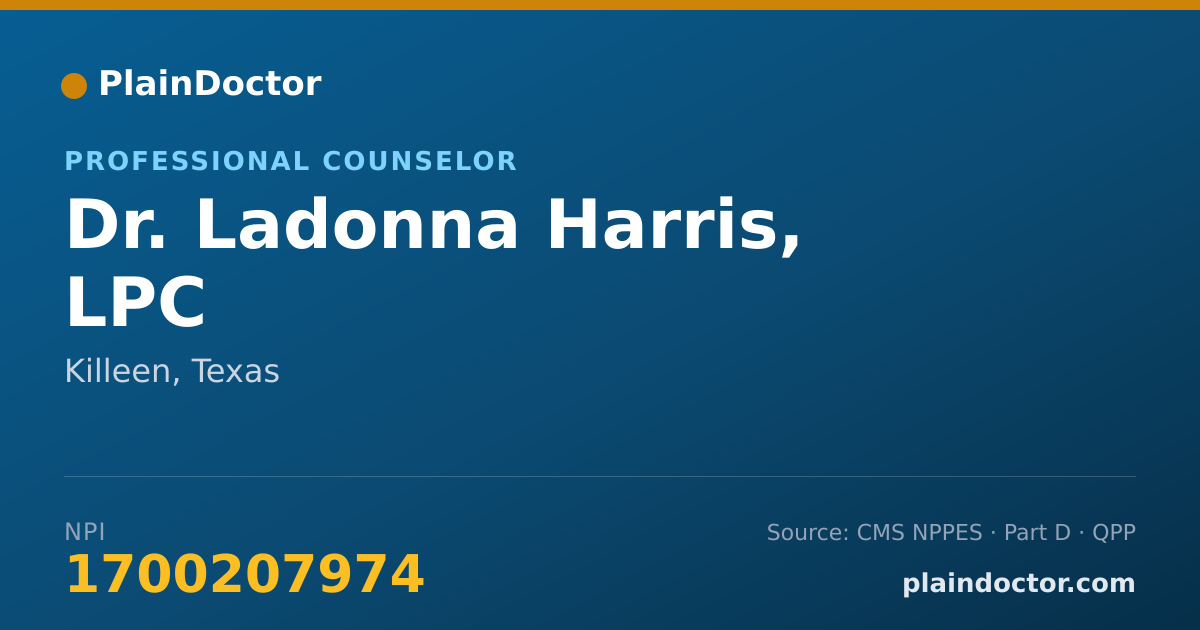 Shareable card for Ladonna Harris, LPC - Professional Counselor, Killeen, TX