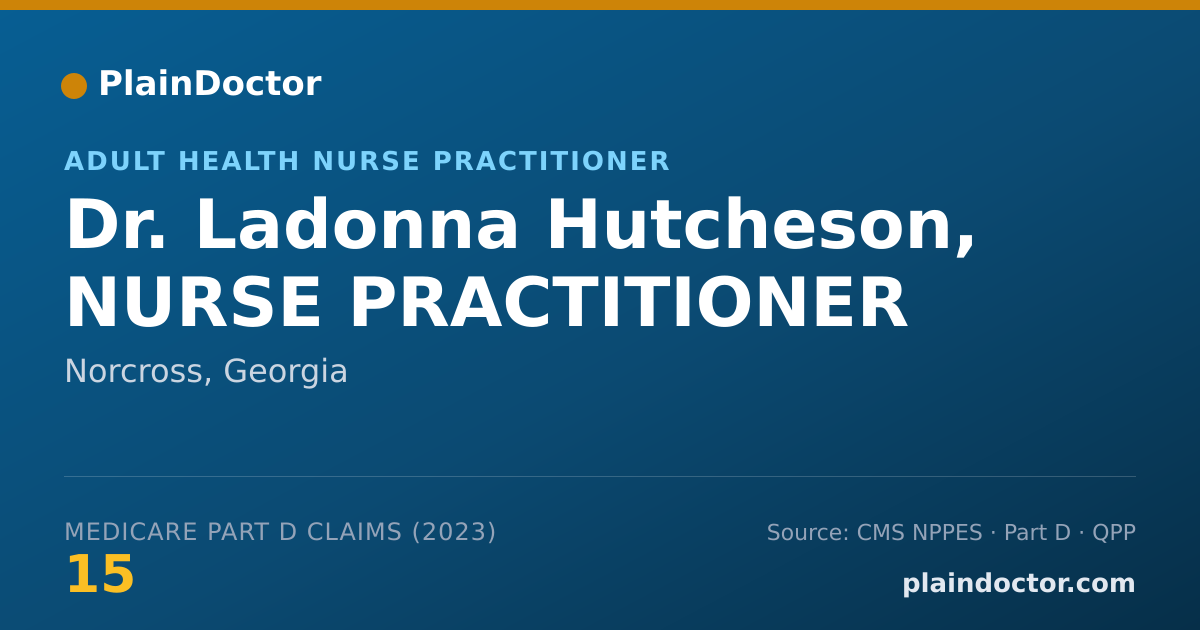 Shareable card for Ladonna Hutcheson, NURSE PRACTITIONER - Adult Health Nurse Practitioner, Norcross, GA