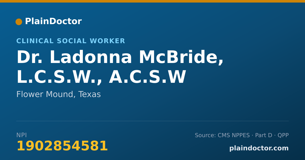 Shareable card for Ladonna McBride, L.C.S.W., A.C.S.W - Clinical Social Worker, Flower Mound, TX