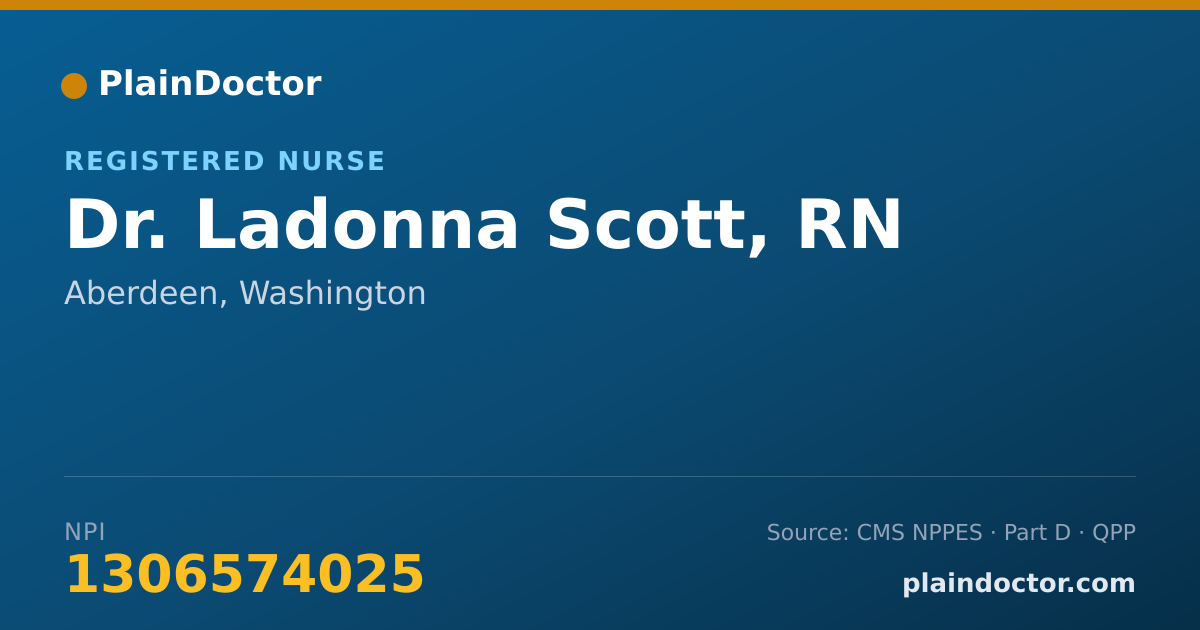 Shareable card for Ladonna Scott, RN - Registered Nurse, Aberdeen, WA