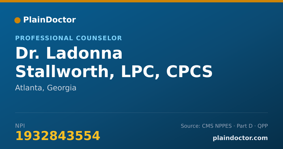 Shareable card for Ladonna Stallworth, LPC, CPCS - Professional Counselor, Atlanta, GA
