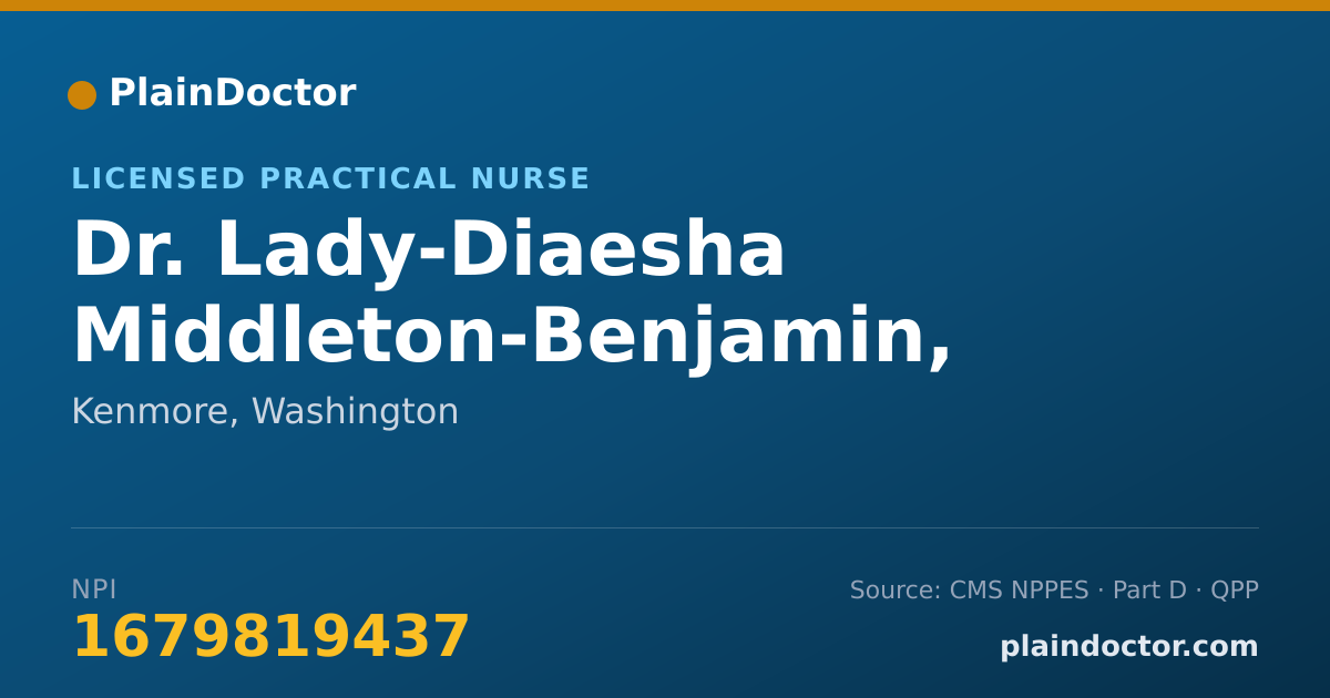 Shareable card for Lady-Diaesha Middleton-Benjamin, LPN - Licensed Practical Nurse, Kenmore, WA