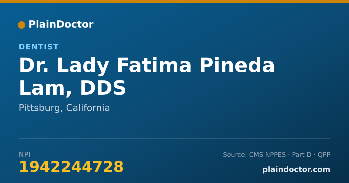 Shareable card for Lady Fatima Pineda Lam, DDS - Dentist, Pittsburg, CA