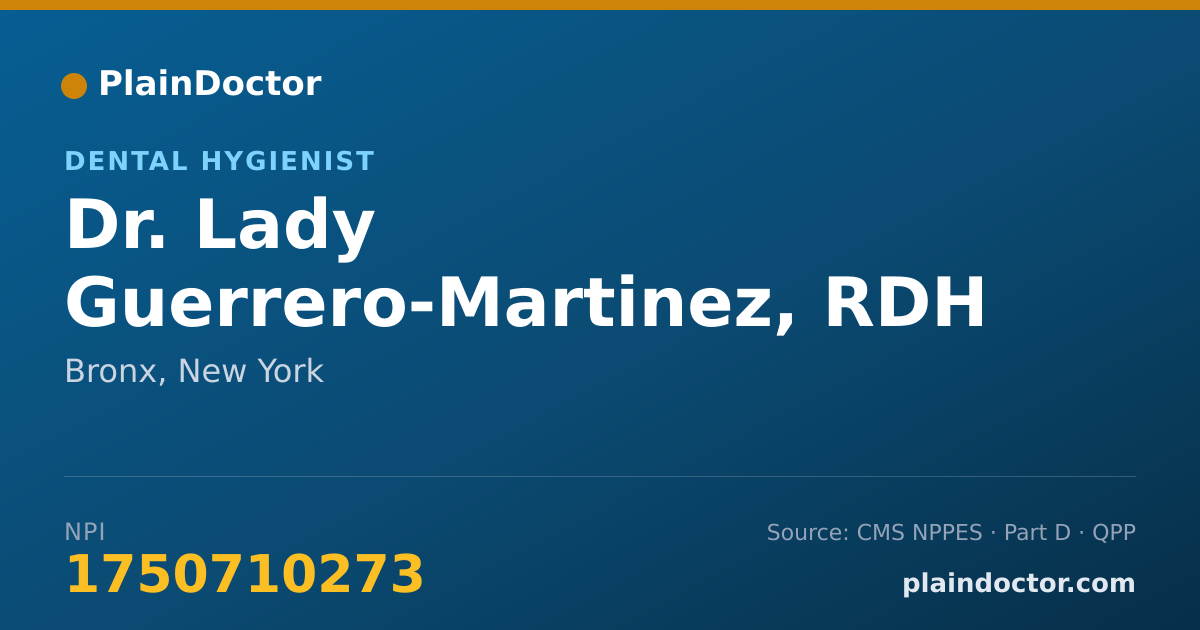 Shareable card for Lady Guerrero-Martinez, RDH - Dental Hygienist, Bronx, NY