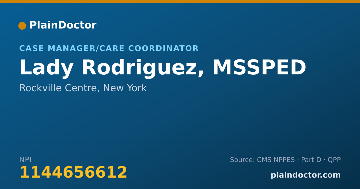 Shareable card for Lady Rodriguez, MSSPED - Specialist, Rockville Centre, NY