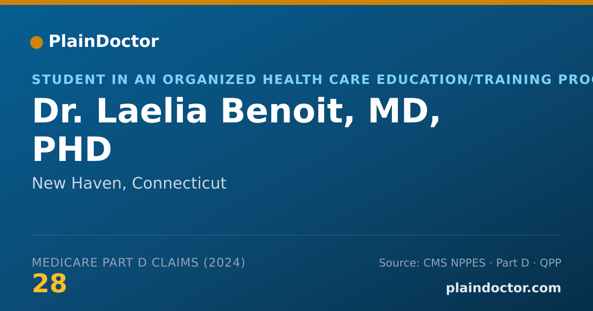Shareable card for Laelia Benoit, MD, PHD - Student in an Organized Health Care Education/Training Program, New Haven, CT