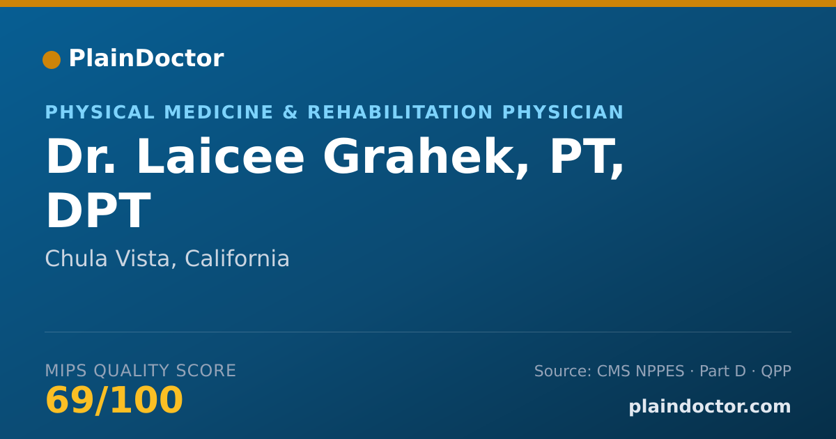 Shareable card for Laicee Grahek, PT, DPT - Physical Medicine & Rehabilitation Physician, Chula Vista, CA