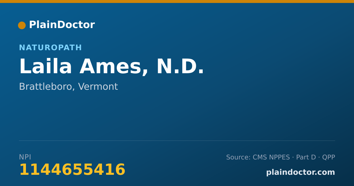 Shareable card for Laila Ames, N.D. - Naturopath, Brattleboro, VT