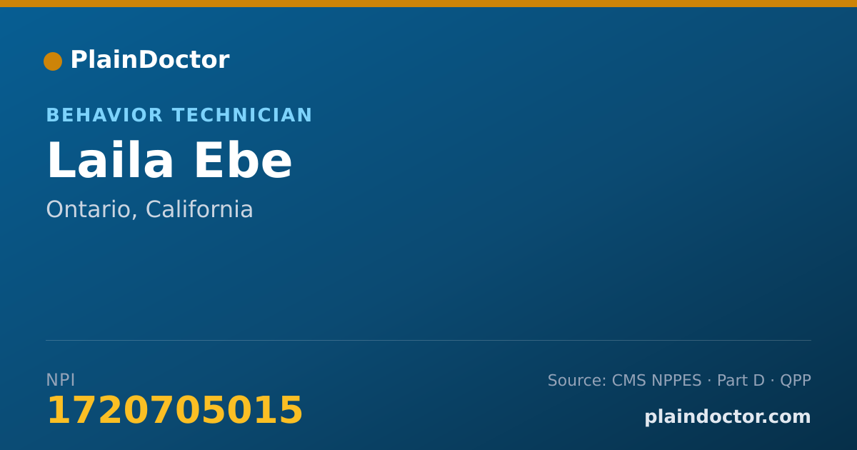 Shareable card for Laila Ebe - Behavior Technician, Ontario, CA