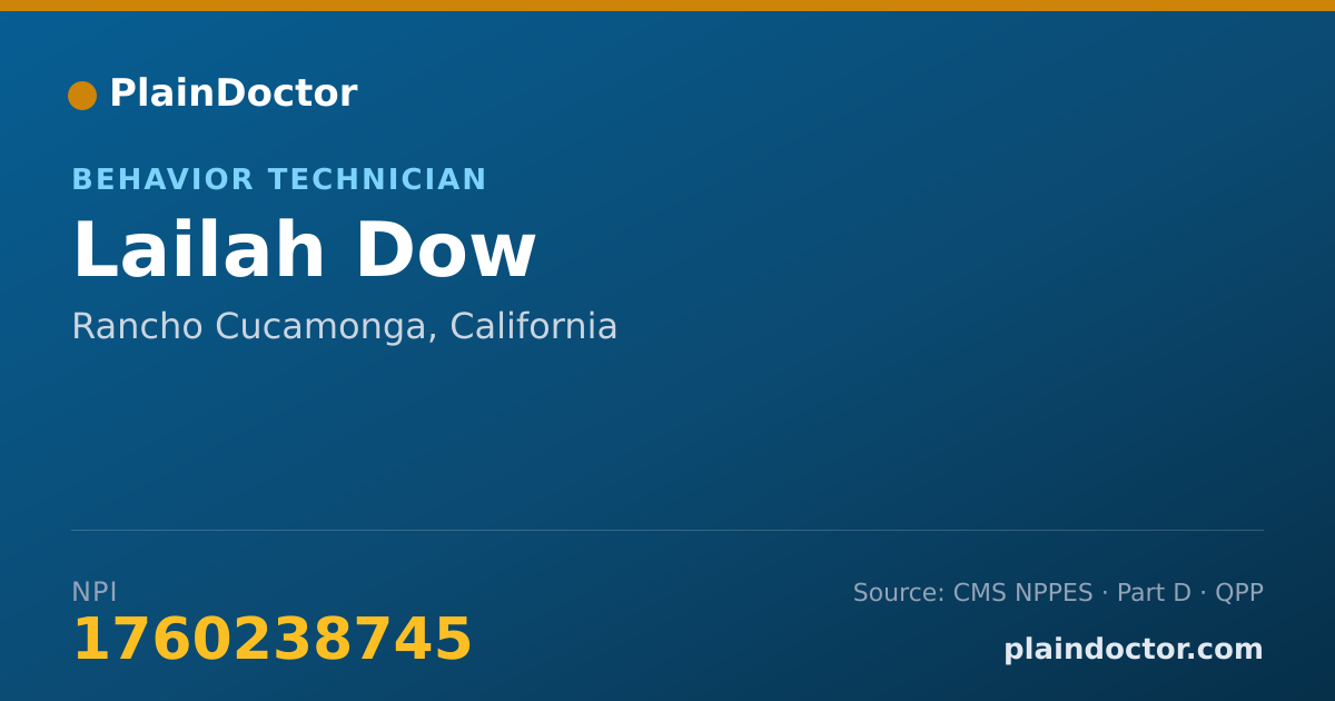 Shareable card for Lailah Dow - Behavior Technician, Rancho Cucamonga, CA