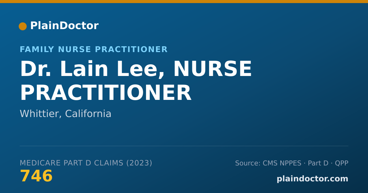 Shareable card for Lain Lee, NURSE PRACTITIONER - Family Nurse Practitioner, Whittier, CA