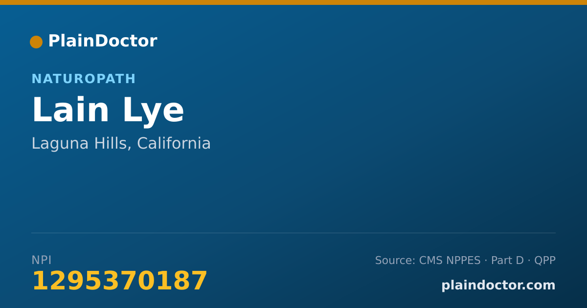 Shareable card for Lain Lye - Naturopath, Laguna Hills, CA