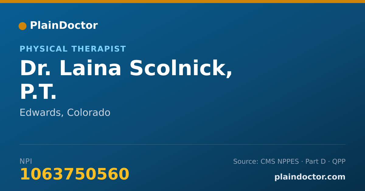 Shareable card for Laina Scolnick, P.T. - Physical Therapist, Edwards, CO
