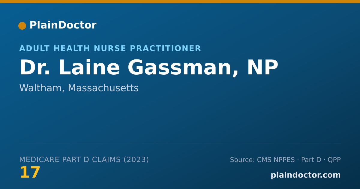 Shareable card for Laine Gassman, NP - Adult Health Nurse Practitioner, Waltham, MA