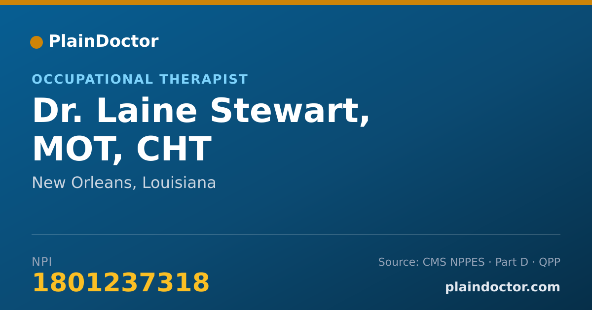 Shareable card for Laine Stewart, MOT, CHT - Occupational Therapist, New Orleans, LA