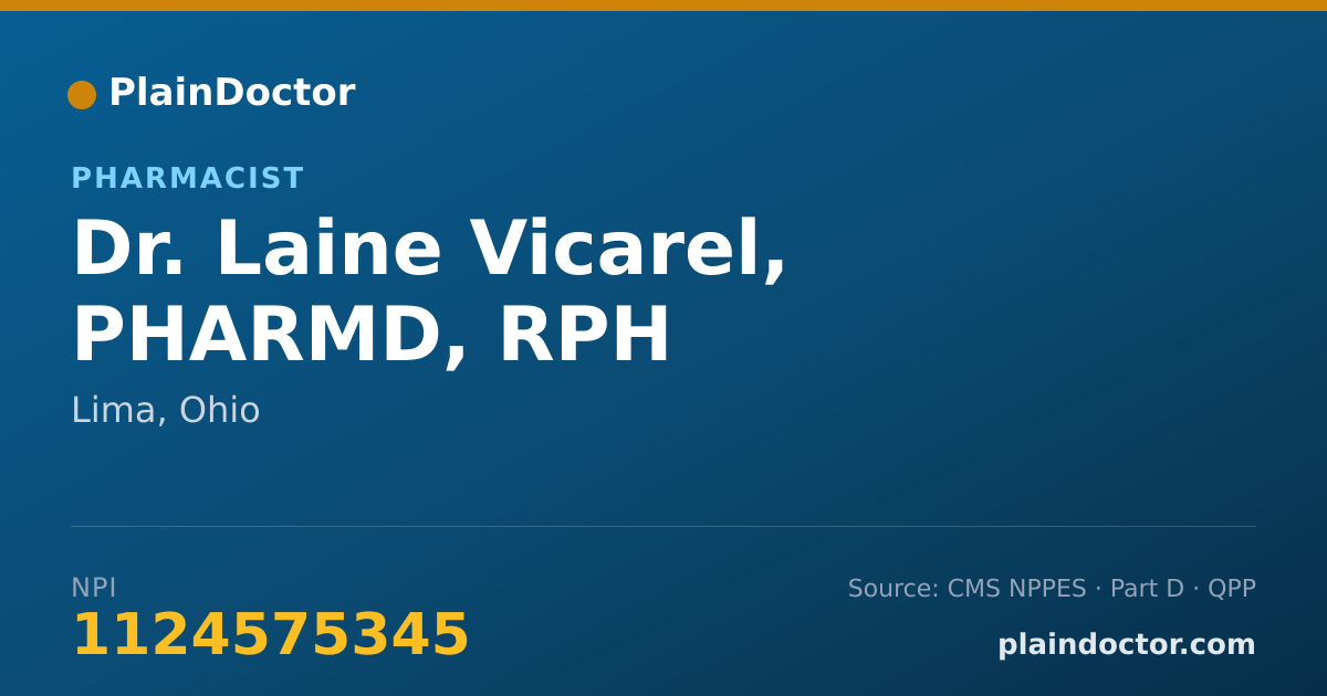 Shareable card for Laine Vicarel, PHARMD, RPH - Pharmacist, Lima, OH