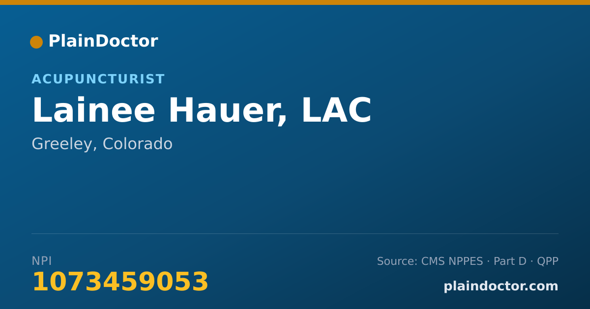 Shareable card for Lainee Hauer, LAC - Acupuncturist, Greeley, CO