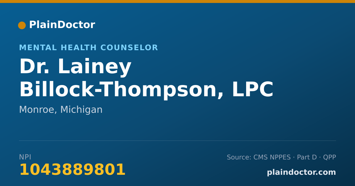Shareable card for Lainey Billock-Thompson, LPC - Mental Health Counselor, Monroe, MI