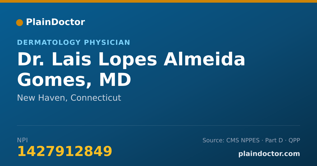 Shareable card for Lais Lopes Almeida Gomes, MD - Dermatology Physician, New Haven, CT