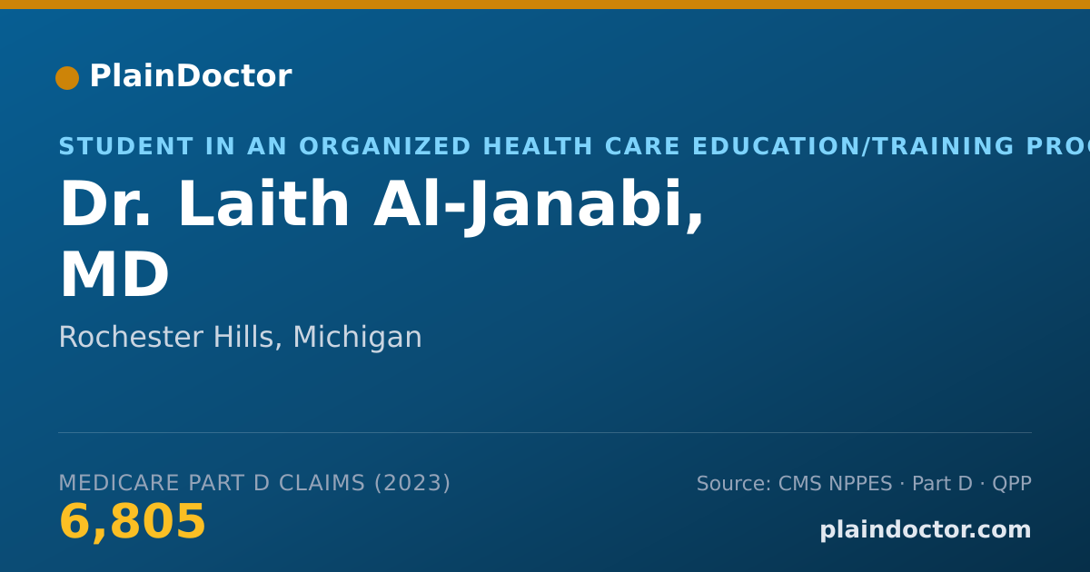 Shareable card for Laith Al-Janabi, MD - Student in an Organized Health Care Education/Training Program, Rochester Hills, MI