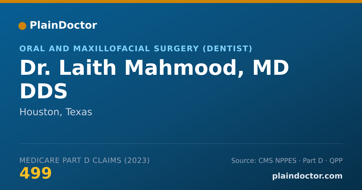 Shareable card for Laith Mahmood, MD DDS - Oral and Maxillofacial Surgery (Dentist), Houston, TX
