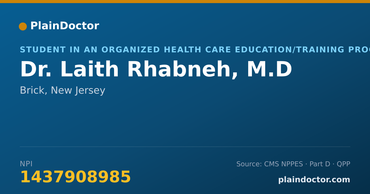Shareable card for Laith Rhabneh, M.D - Student in an Organized Health Care Education/Training Program, Brick, NJ