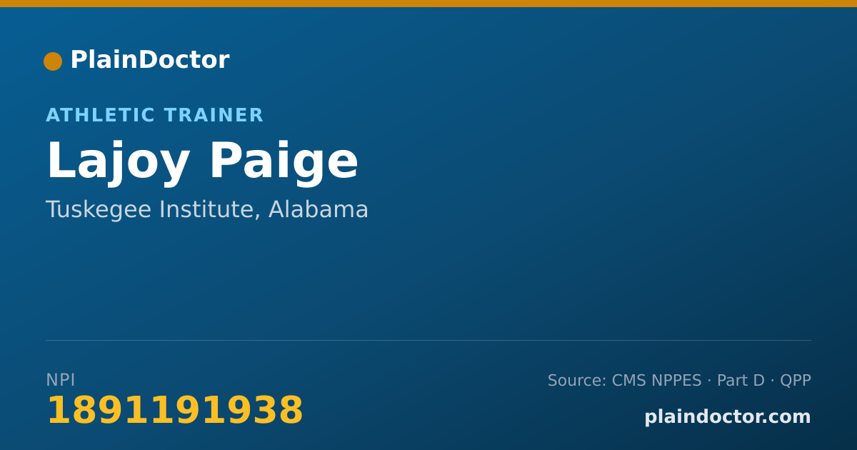Shareable card for Lajoy Paige - Athletic Trainer, Tuskegee Institute, AL