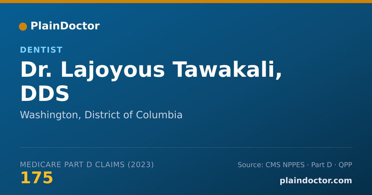 Shareable card for Lajoyous Tawakali, DDS - Dentist, Washington, DC