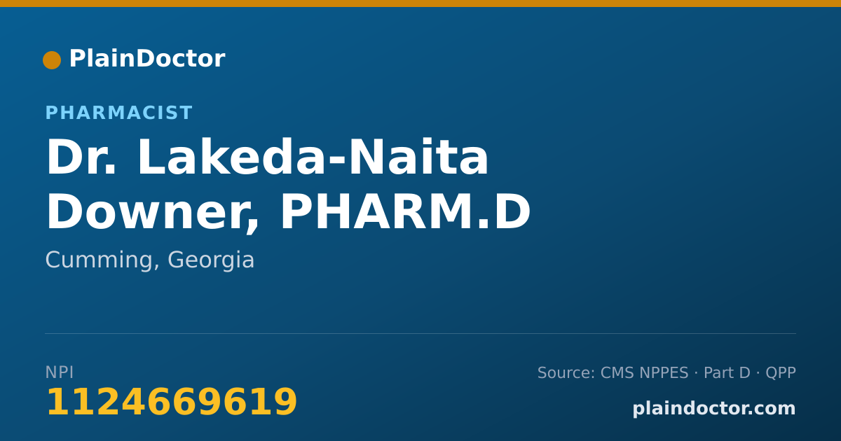 Shareable card for Lakeda-Naita Downer, PHARM.D - Pharmacist, Cumming, GA