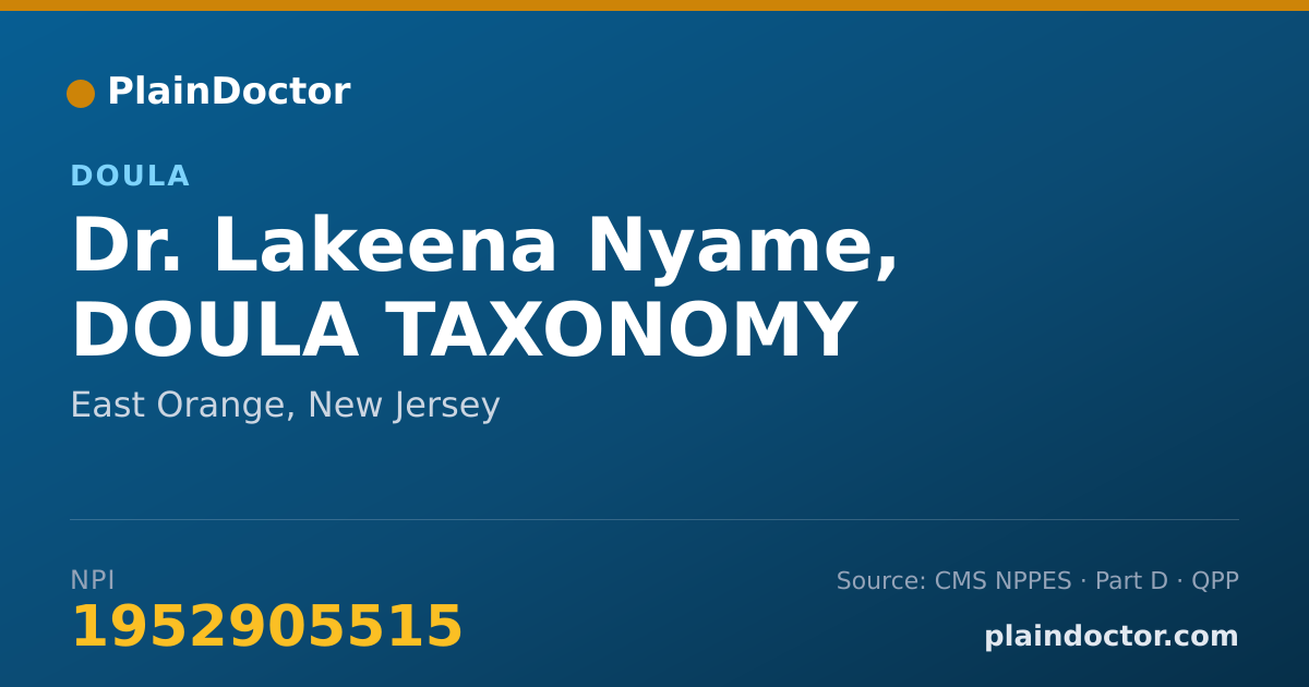 Shareable card for Lakeena Nyame, DOULA TAXONOMY - Doula, East Orange, NJ