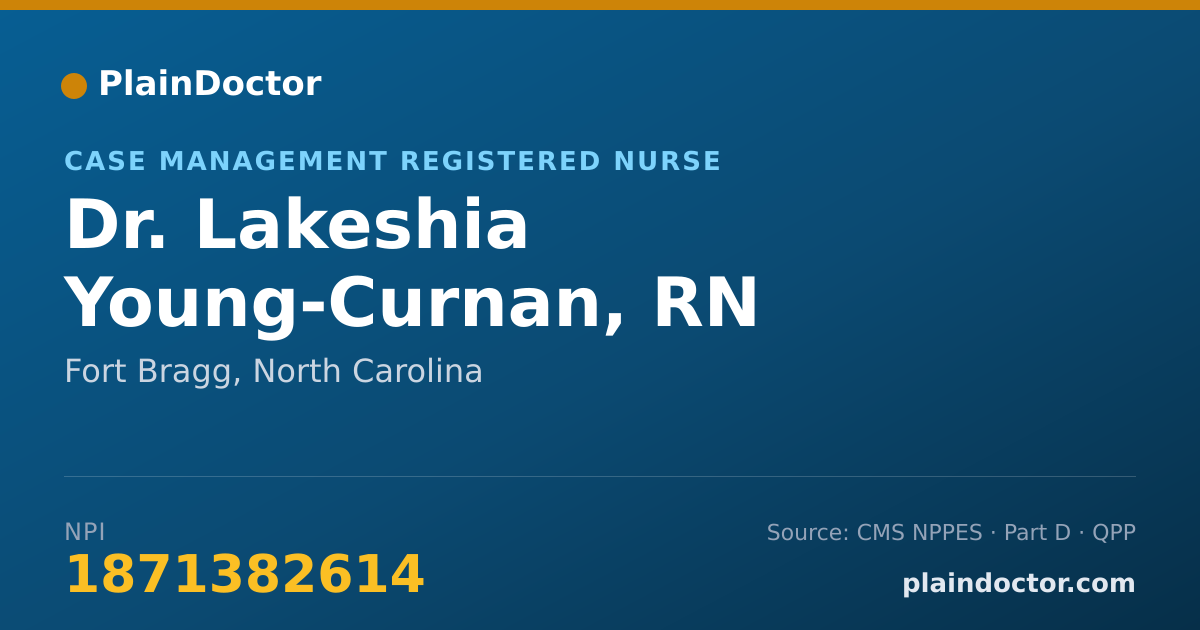 Shareable card for Lakeshia Young-Curnan, RN - Case Management Registered Nurse, Fort Bragg, NC
