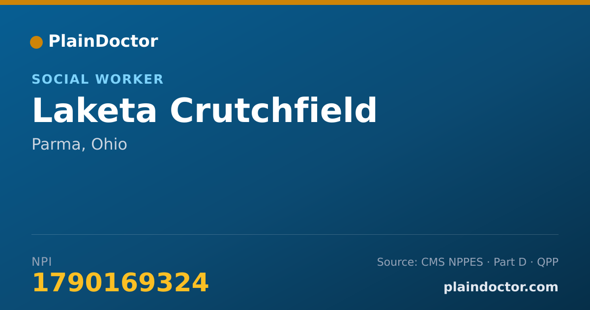 Shareable card for Laketa Crutchfield - Social Worker, Parma, OH