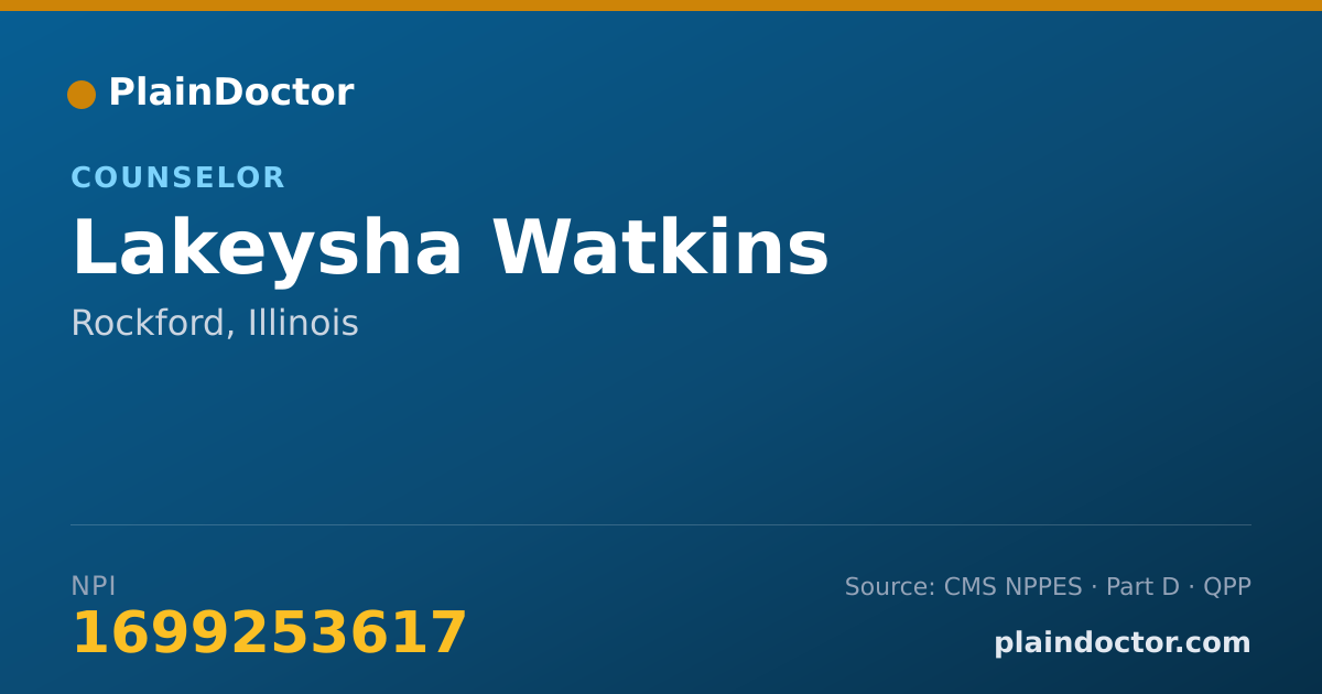 Shareable card for Lakeysha Watkins - Counselor, Rockford, IL