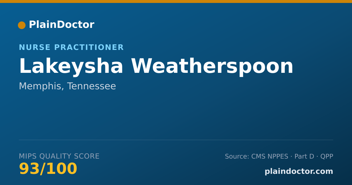 Shareable card for Lakeysha Weatherspoon - Nurse Practitioner, Memphis, TN