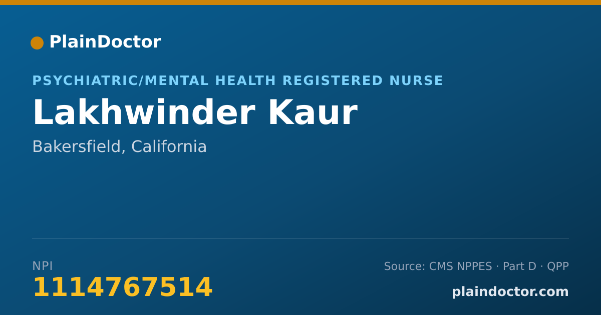 Shareable card for Lakhwinder Kaur - Psychiatric/Mental Health Registered Nurse, Bakersfield, CA