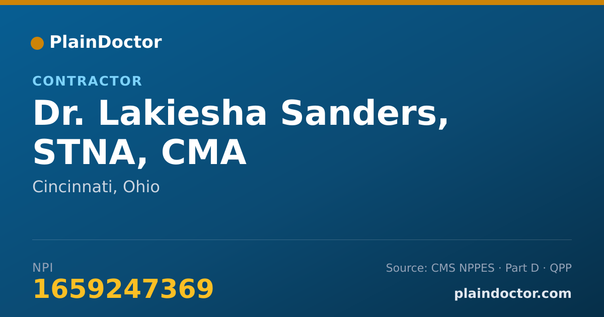 Shareable card for Lakiesha Sanders, STNA, CMA - Contractor, Cincinnati, OH