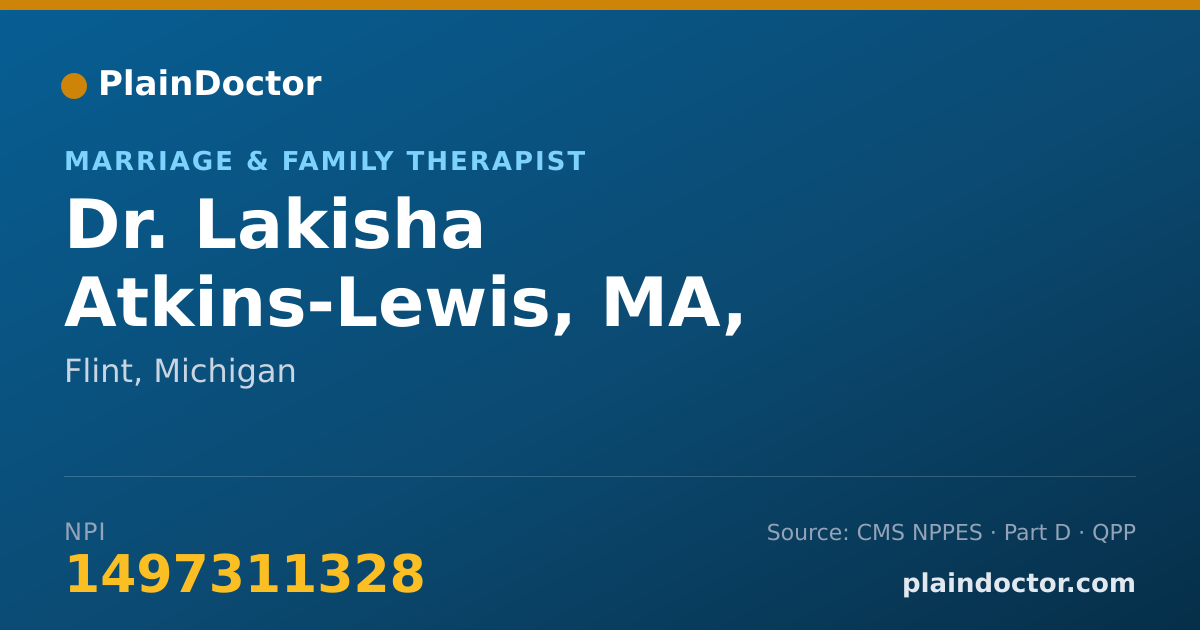Shareable card for Lakisha Atkins-Lewis, MA, LLMFT - Marriage & Family Therapist, Flint, MI