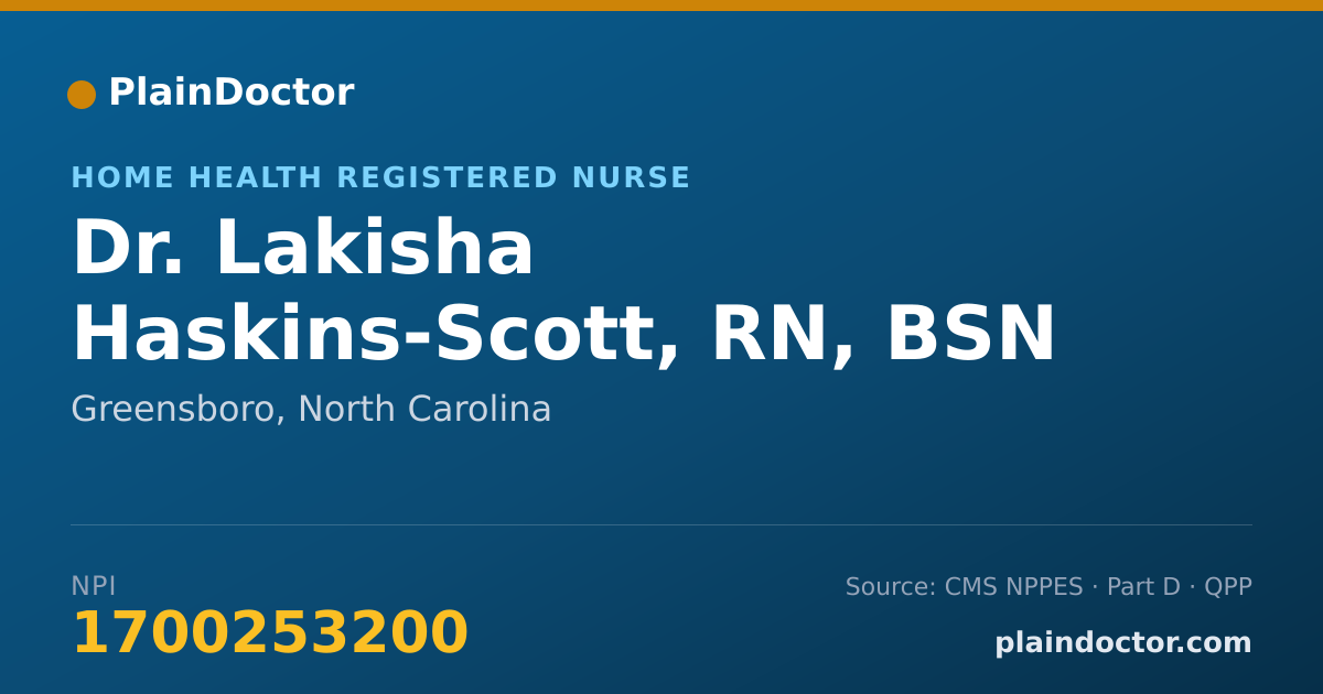 Shareable card for Lakisha Haskins-Scott, RN, BSN - Home Health Registered Nurse, Greensboro, NC