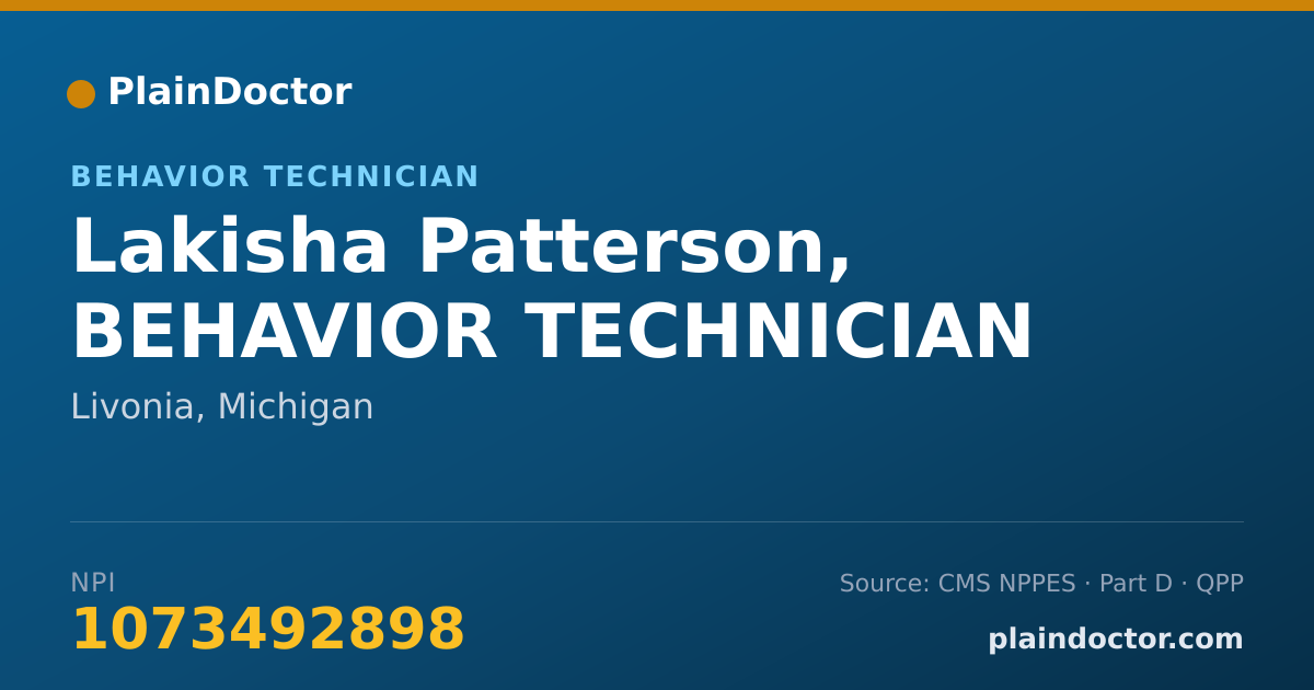 Shareable card for Lakisha Patterson, BEHAVIOR TECHNICIAN - Behavior Technician, Livonia, MI