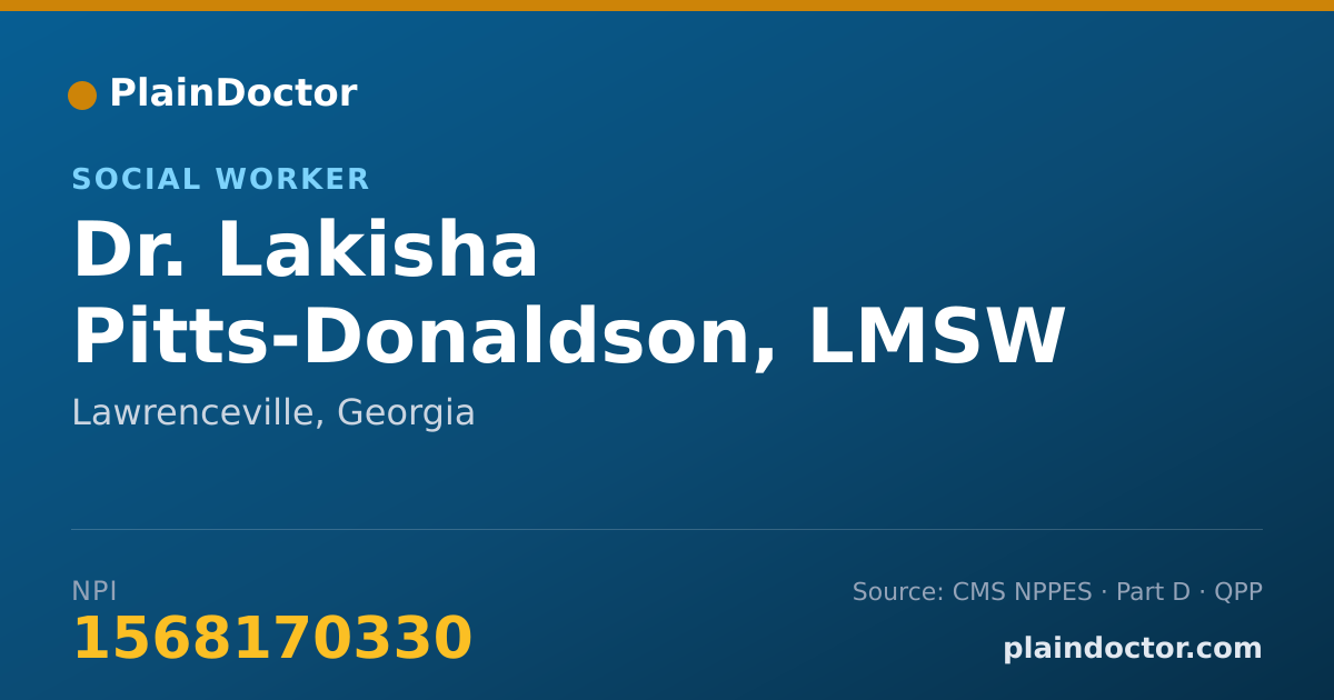 Shareable card for Lakisha Pitts-Donaldson, LMSW - Social Worker, Lawrenceville, GA