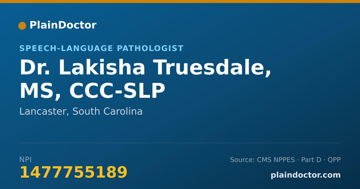 Shareable card for Lakisha Truesdale, MS, CCC-SLP - Speech-Language Pathologist, Lancaster, SC