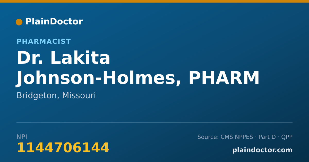 Shareable card for Lakita Johnson-Holmes, PHARM D - Pharmacist, Bridgeton, MO