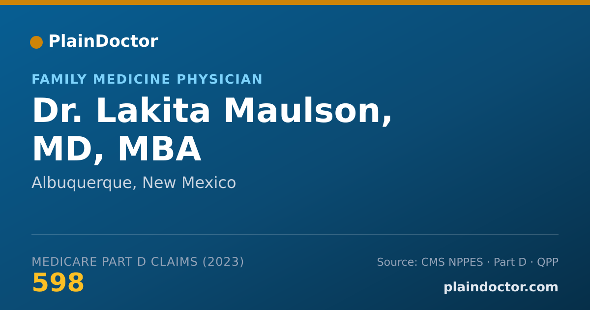 Shareable card for Lakita Maulson, MD, MBA - Family Medicine Physician, Albuquerque, NM