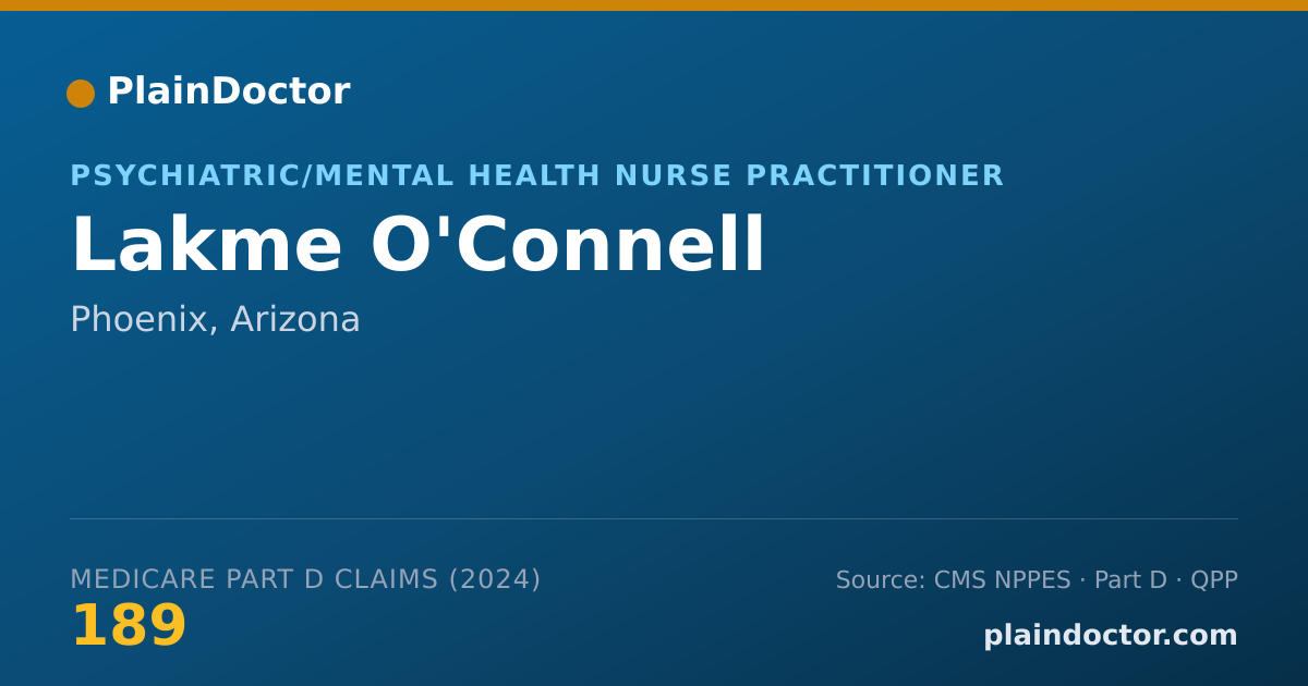 Shareable card for Lakme O'Connell - Psychiatric/Mental Health Nurse Practitioner, Phoenix, AZ